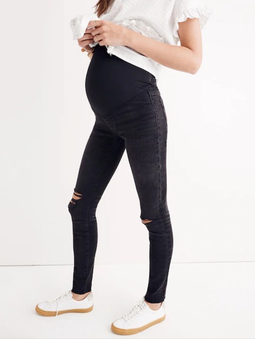 Maternity Over-the-Belly Skinny Jeans in Black Sea